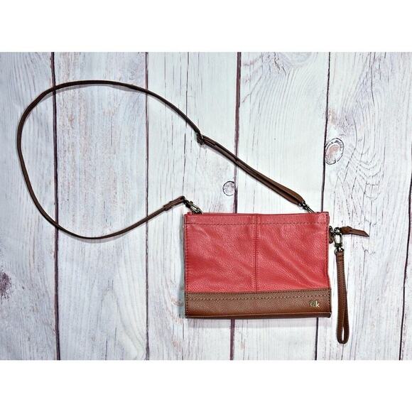 The Sak Iris Demi Orange Brown Pebble Leather Crossbody Shoulder Purse Bag - Picture 1 of 15